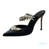 Womens Pointed Sandals 9cm High Heels Rhinestone designer shoes multifunction slippers r856