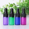 Blue/Green/Purple/Rose Red 1ml 2ml 3ml 5ml Empty Mini Glass Essential Oil Bottles With Droppers