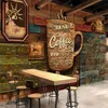 壁紙注文のHD手描きの上級レトロカフェ自己接着剤の壁紙レストランの大きな壁画緑のパペルデパーデの防水