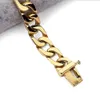 18K Gold 316L Stainess Steel Bracelet 15mm Cuban Link Bracelets For Men Women 22CM Length Fitness Movement Bracelet6674927