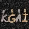 موضة الذهب اللون الرغيف الفرنسي قلادة بحرف قلادة رسائل أولية مثلج خارج مكعب زريكونيا الهيب هوب مجوهرات
