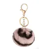 2021 8 cm Dwukolorowa Fur Królik Ball Ball Brelok Blush Plush Samochód Brelok Uchwyt Wisiorek Key Chain Pierścionki dla Kobiet Biżuteria