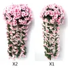 Dekoratif Çiçekler Çelenkler 4 Yaprakları Yapay Çiçek Wisteria Sepet Simülasyon Duvar Asılı Düğün Ev Süslemeleri Sahte Vine