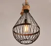 Suspension rétro American Country Restaurant Light Lampes suspendues en fer noir industriel vintage avec corde de chanvre