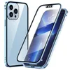 360フルカバーマグネット吸着メタルフレームケースiPhone 13 12 11 PRO MAX MINI XS XR 8 7プラス磁気カバーを透過したガラス付き