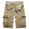 Mens Military Cargo Shorts Summer Army Green Cotton Shorts Män Loos