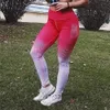 Nouveau style de mode automne dégradé taille haute leggings pour femmes vêtements de sport en plein air push up force élastique leggings maigres 201202