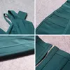 Beaokey Seksi V Boyun Yeşil HL Bandaj Elbise Çift Kayış Parti Kulübü Elastik Beyaz Kırmızı Bodycon Vestido Artı Boyutu XL Çin 220311