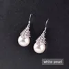 SINLEERY Lovely Red Ball Drop Earrings Yellow Gold Silver Color Acrylic White Pearl Crystal Earrings For Women Jewelry ES147 SSP1287N