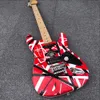 Sällsynta 5150 Edward Eddie Van Halen Franken Black White Stripe Red Electric Guitar Maple Neck Fingerboard, Floyd Rose Tremolo Locking Nut
