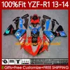 Moule d'injection Carrosserie pour Yamaha YZF-R1 YZF R 1 1000CC YZF1000 13-14 Bodys 97NO.129 YZF R1 1000 CC 2013-2014 YZFR1 13 14 YZF-1000 2013 2014 Kit de carénage OEM Blue Shark