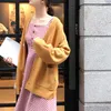 محبوك سترة سترة سترة غير رسمية المرأة الصلبة أنيقة الشتاء البلوز الكورية المتضخم بالأزرار Harajuku معطف من قماش الكشمير V550 C1123
