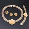 African Gold Color Flower Jewelry Sets For Women Bridal Wedding Gifts Party Necklace Earrings Ring Set Saudi Arabia Jewellery211m