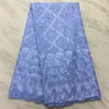 5Yards / Lot élégant bleu royal de coton de coton de coton en polyester broderie en voile Swiss Voile dentelle Strass pour dressing PL15491