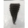 Cabelo humano indiano onda profunda encaracolado dois pacotes com fechos de renda 5x5 livre três partes do meio 3 peças 16-30 polegadas