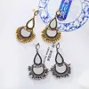 Dangle & Chandelier 2021 Vintage Women's Water Drop Silver Color Mirror Jhumki Earrings Jewelry Tribe Ethnic Bohemia Gold Tassel Earrin