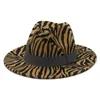 Zebra stripe Jazz Cap Donna Uomo Cappelli a tesa larga Cappello formale Uomo Cappello Panama Donna Feltro Cappellino Fedora uomo Trilby invernale Accessori moda NOVITÀ