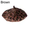 Boinas Estilo francés Moda Leopardo Estampado Boina Invierno Cálido Pelo Femenino Vintage Soft Beanie Hat1