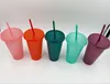 بريق البلاستيك الشرب tumblers 17 أوقية كوب ملون مع غطاء وألوان الحلوى القش قابلة لإعادة استخدام المشروبات الباردة كوب ماجيك أكواب البيرة القهوة