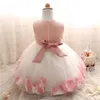 Biała Dziewczynka Korant Suknia Ślubna Kids Party Vestido Odzież Elegancka Tutu Dziewczynka 1 Rok Urodziny Dress Little Girl Frocks LJ201222