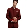 Custom-made Single Breasted Groomsmen Mandarin Lapel Groom Tuxedos Hommes Costumes Mariage / Bal / Dîner Meilleur Blazer Homme (Veste + Pantalon + Cravate) T244