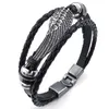 Bedelarmbanden Retro Metalen Gesp Armband Sieraden Vleugel Engel Gevlochten Manchet Leer Legering Fancy Voor man en vrouw Handketting Kleur B2479