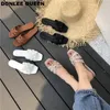 Donlee Queen Women Brand Slippers Summer Slides Open Toe Flat Casual Shoes Leisure Sandal Female Beach Flip Flops Big Size 41 220224