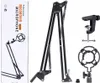 Adjustable Microphone Suspension Boom Scissor Arm Stand with Shock Mount Mic Clip Holder - Compact Mic Stand Made of Zinc Alloy