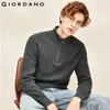 Giordano homens blusas zíper Metade placket Mocket Mockover Sweater 12 agulha de tricô algemas com nervuras hem Sueter hombre 01050805 201022