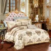 European style golden jacquard satin luxury bedding sets/bedclothes queen king size duvet cover bed linen sheet set pillowcase 201120