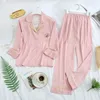 2PCS PaJamas Zestaw dla kobiet swobodne slebie jedwabne wygodne spodnie ubrania garnitur gładki salon z noszenie piżamy PJS 201217