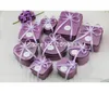 Caja de metal púrpura Caja de metal regalo de caramelo Paquete de caramelo Corazón Redondo contenedor cuadrado Bonbonniere, 25pcs / lote