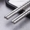 Round Screw Thread 304 Stainless steel chopsticks Chinese Rrestaurant Home Kitchen Dinnerware Flatware 22cm