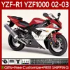 Motorcycle Body For YAMAHA YZF-R1 YZF-1000 YZF R 1 1000 CC 00-03 Bodywork Red white blk 90No.30 YZF R1 1000CC YZFR1 02 03 00 01 YZF1000 2002 2003 2000 2001 OEM Fairings Kit