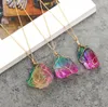 freeze crystal gemstone jewelry semi precious natural gemstone quartz yellow pink green stone jewelry necklace wholesale