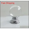 Handgrepen s 20mm 25mm 30mm 40mm Glazen Ladekast Knoppen Zilver Chroom Crystal Ball Dressoir Deur qylAPI dhseller20103033676