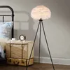 Nordic Postmodern Feather Floor Lamps Simple Tripod Floor Lamp Bedroom Living Room Sofa Princess Girl Bedside Lights FeiGuang