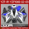 Feedings para Yamaha YZF R1 1000 CC YZF-R1 YZFR1 02 03 00 01 Corpo 90NO.67 YZF1000 YZF R1 1000CC 2002 2003 Branco Blue BLK 2000 2001 YZF-1000 2000-2003 OEM Bodywork