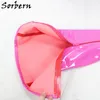 Sorbern Patent Peach Mid Thigh High Boots Women Over The Knee High Heel 18Cm Platform Shoes Side Zippers Streched Fetish Shoes