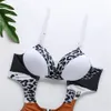 2020 Sexy V-Neck One Piece Swimsuit Dla Kobiet Leopard Drukuj Push Up Swimwear Body Monokini Kostium Kąpielowy Plaża Nosić Kobieta T200708