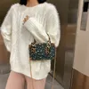 Bolso de hombro para mujer, diseño de caja cuadrada, diseñador de bolsos a la moda, bolsos de mano con patrón de leopardo, bolso de mano para mujer