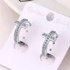 Neue Mini Zirkonia Pflastern Kreuz Creolen Gold Silber Überzogene Reihe Strass Huggie Ohrringe Für Frauen Mode Schmuck Geschenke