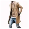 Men's Down Parkas Mens Autumn e Winter Casual Comfort Slave Long Jackets Plain-Breassed Outwears com bolsos de lã de comprimento médio