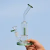 Pipe à fumer verte Percolateur à col épais Bongs en verre Shisha Narguilé Verre Eau Tabac Dab Rig Pipes 14mm Joint femelle Tube de fumée pour les fumeurs en gros