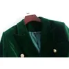 HarleyFashion Design di lusso di alta qualità Gonne di velluto verde Abiti Slim Blazer Minigonna High Street Lady Twin Set Abiti 201130