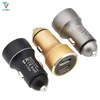 Universal Dual USB Car Charger Adapter Metal Flat Mobile Phone Charging 5V 2-Ports Phone Car Charger 300pcs/lot