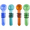 CSYC Y025 Colorful Glass Pipes About 10.5cm Length 3 Rings Tobacco Dry Herb Spoon Smoking Pipe