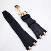 27mm Black Rubber Strap 18mm Rose Gold Steel Strainless Folding Strap for AP Royal Oak 15400 15390 39mm 41mm Models Watch