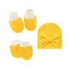 Baby Cap Set Baby Spädbarn Handskar Fotkåpa Nyfödda strumpor Ställer Bow Tie Hat Gift Set 3 Pieces Kids Gift Sets YL224