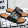 Luksusowy Marka Metal Button Designer Pantofle Mayari Mężczyźni Mieszkania Czarne Sandały Prawdziwej Skóry Kapcie Dorywczo Buty Kryty Outdoor Beach Flip Flops Duży rozmiar 38-48